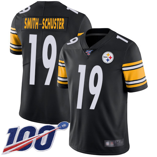 Men Pittsburgh Steelers Football #19 Limited Black JuJu Smith Schuster Home 100th Season Vapor Untouchable Nike NFL Jersey->youth nfl jersey->Youth Jersey